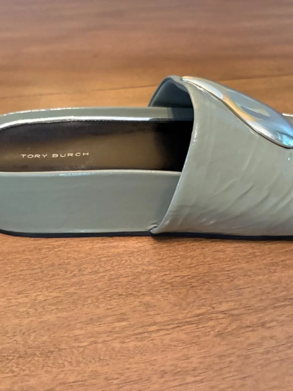NWOT (Other) Tory Burch Patos Platform Slide Sandals in Jade/Silver. Size 8.5